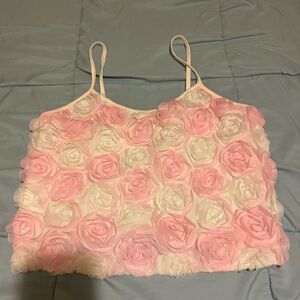 Pink and White Floral Tank Top